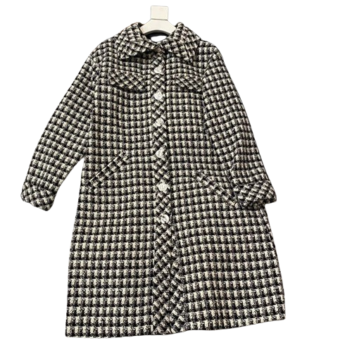 Jednorzędowy damski płaszcz w pepitkę