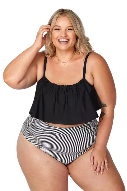 CUPSHE Dwuczęściowe bikini plus size z falbanką z wysokim stanem