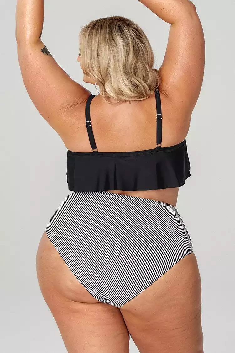 CUPSHE Dwuczęściowe bikini plus size z falbanką z wysokim stanem - obrazek 4