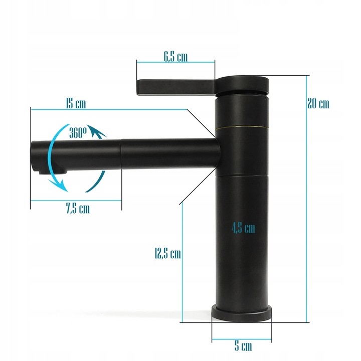 BATERIA UMYWALKOWA NABLATOWA CZARNA WYSOKA - obrazek 2