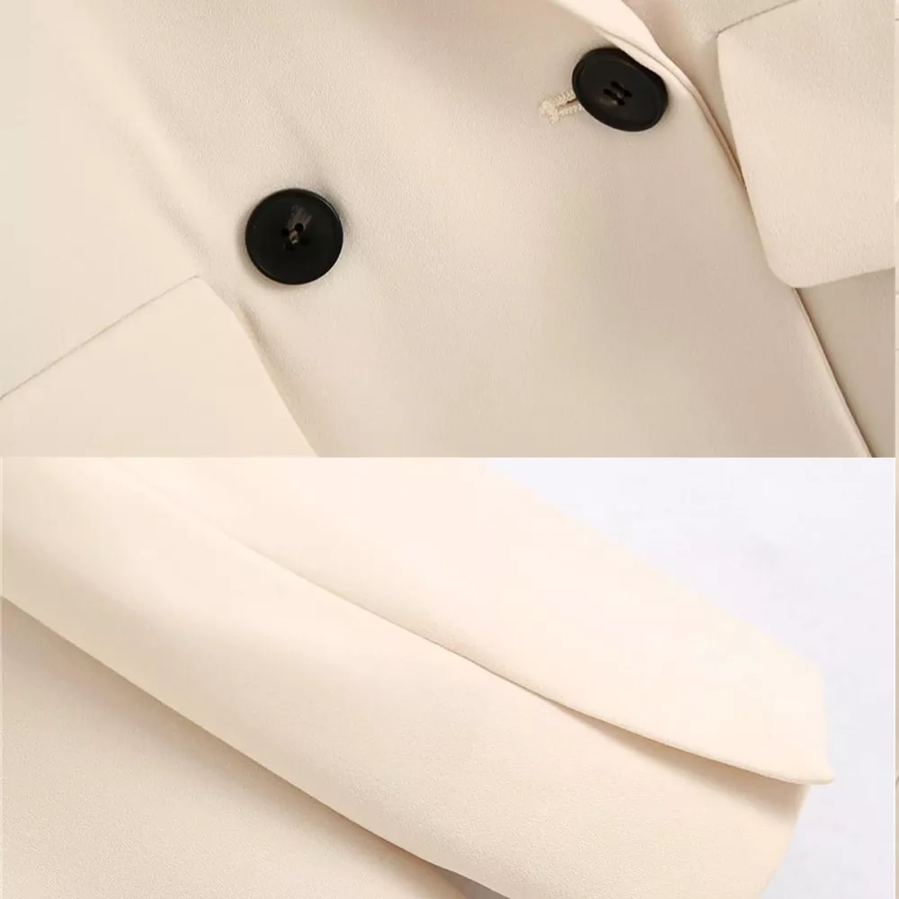 Dwurzędowa Damska marynarka Vintage Ecru - obrazek 3