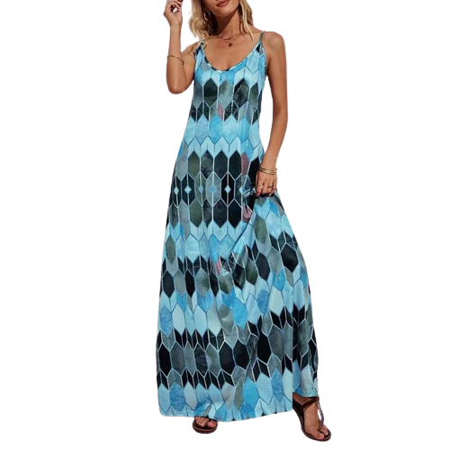 Damska maxi sukienka na ramiączkach