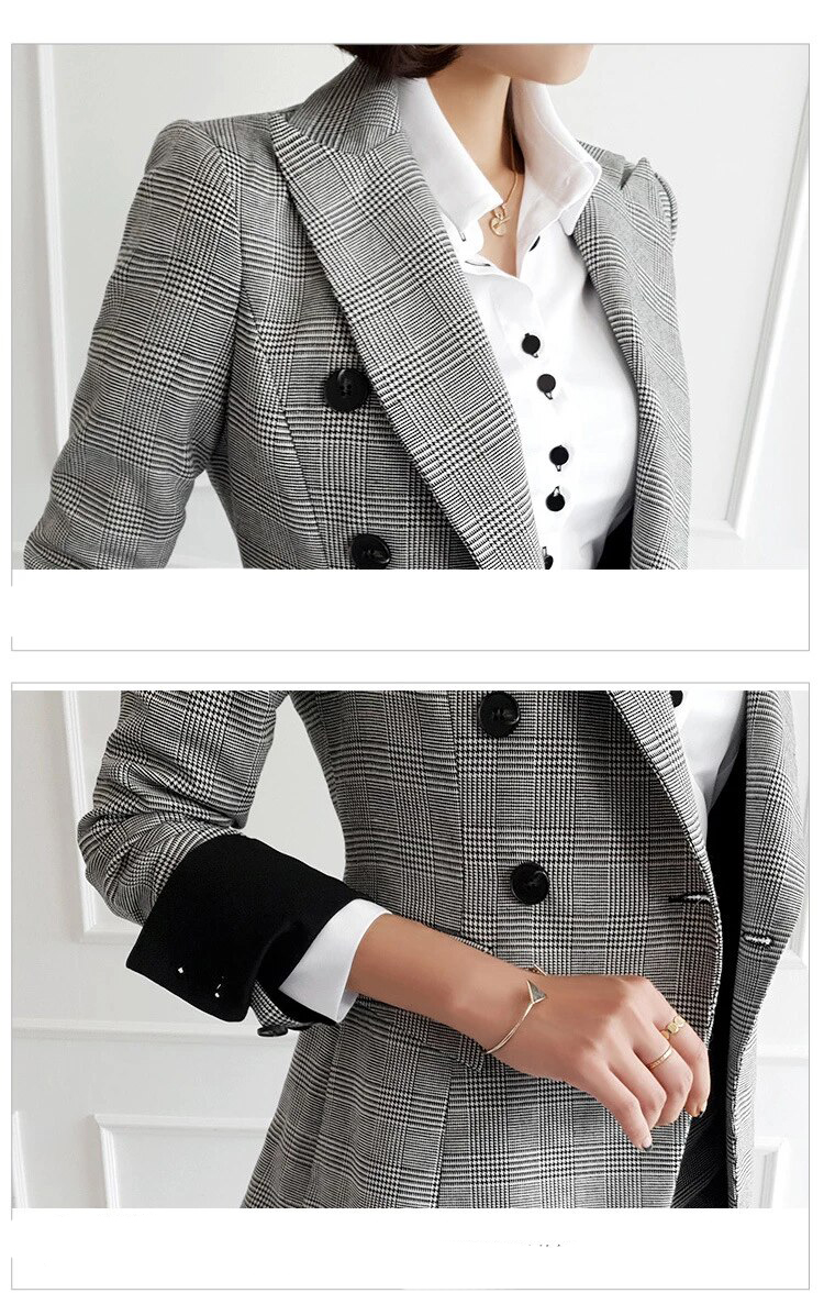 STYLE ZONE Damski elegancki garnitur w kratę - obrazek 4