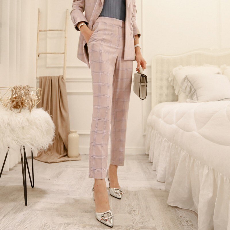 Damski elegancki komplet garnitur krata - obrazek 7