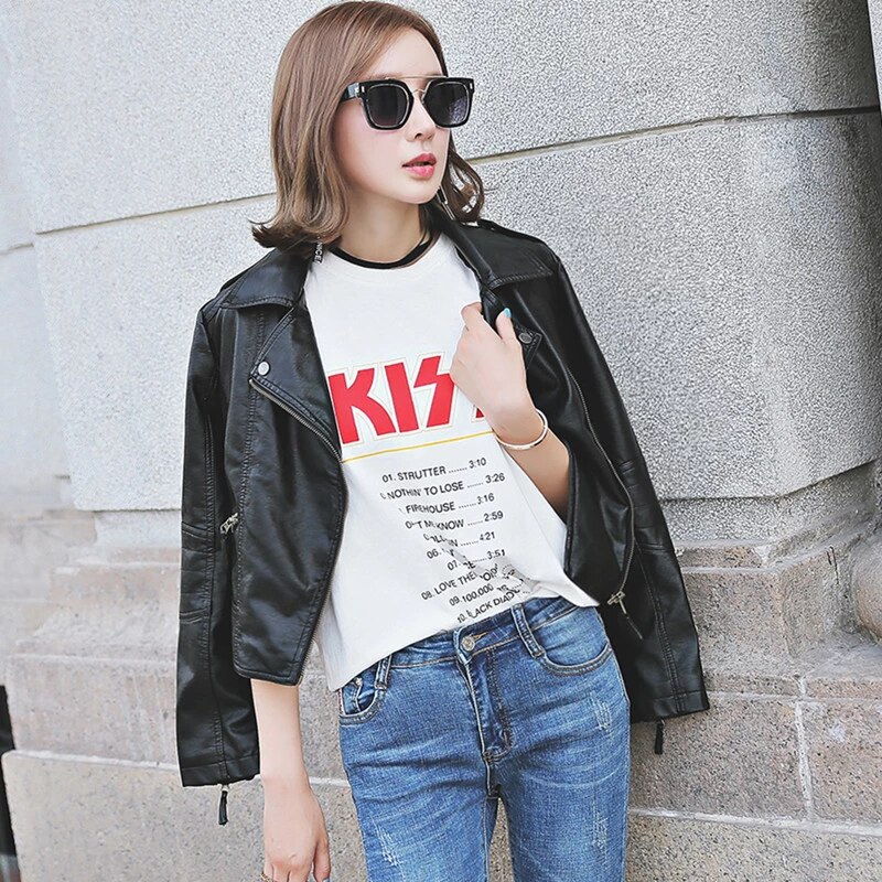 NIAN ZHU Ramoneska damska z eko skóry - obrazek 3