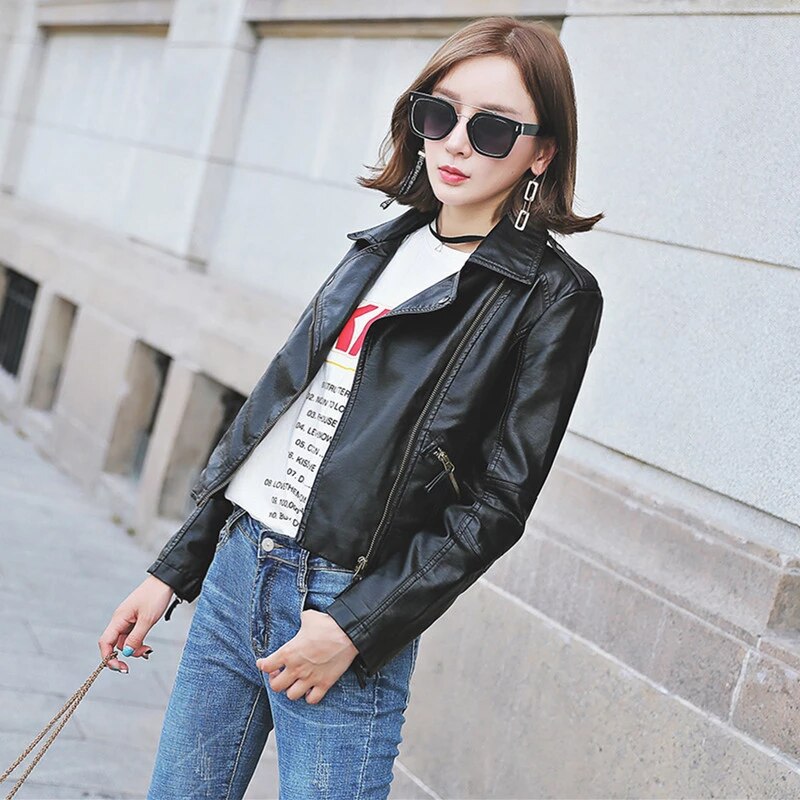 NIAN ZHU Ramoneska damska z eko skóry - obrazek 2