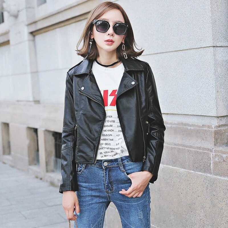 NIAN ZHU Ramoneska damska z eko skóry - obrazek 5