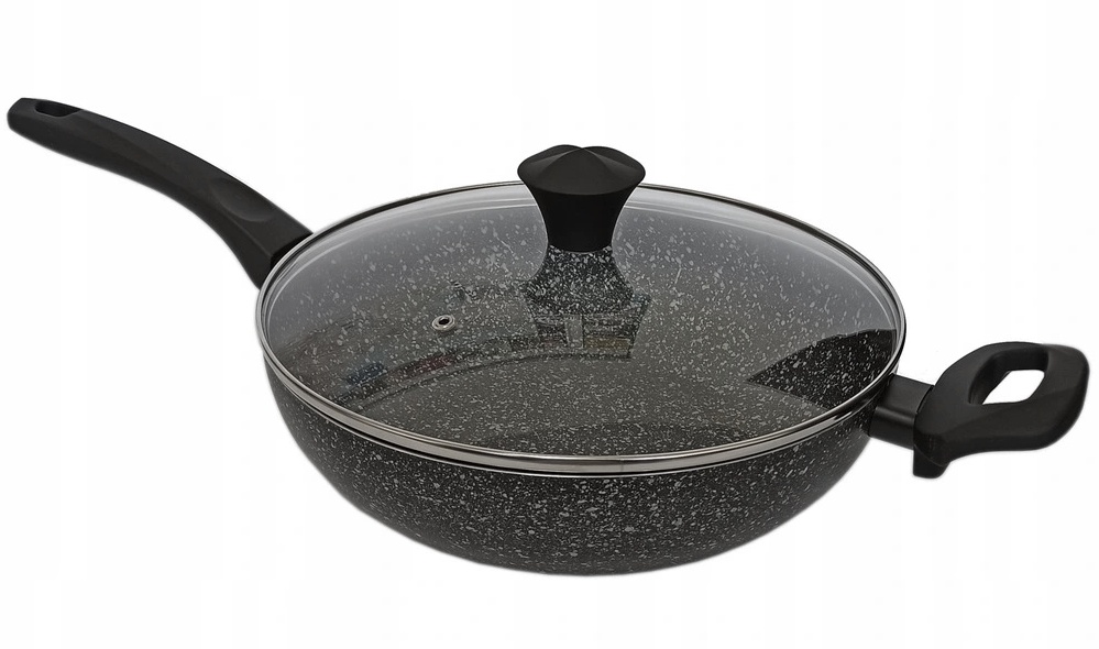 Głęboka patelnia ze szklaną pokrywą GRANITE STONE 28CM