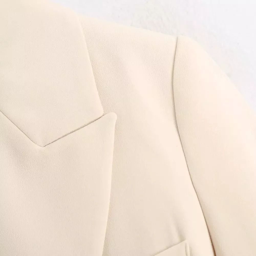 Dwurzędowa Damska marynarka Vintage Ecru - obrazek 4