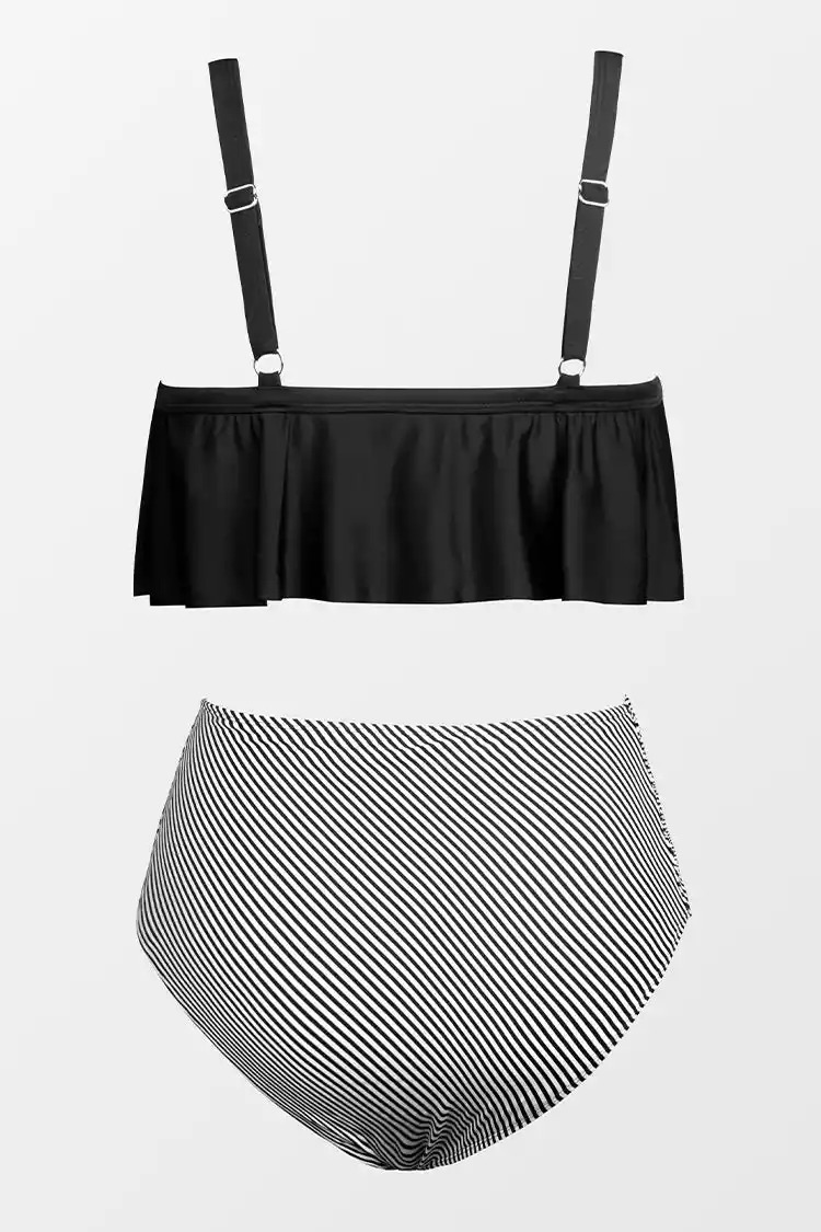 CUPSHE Dwuczęściowe bikini plus size z falbanką z wysokim stanem - obrazek 3