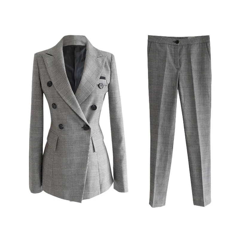 STYLE ZONE Damski elegancki garnitur w kratę