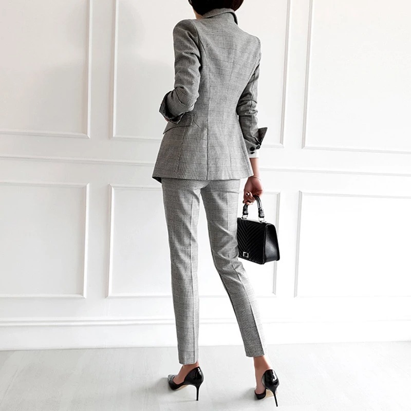 STYLE ZONE Damski elegancki garnitur w kratę - obrazek 3