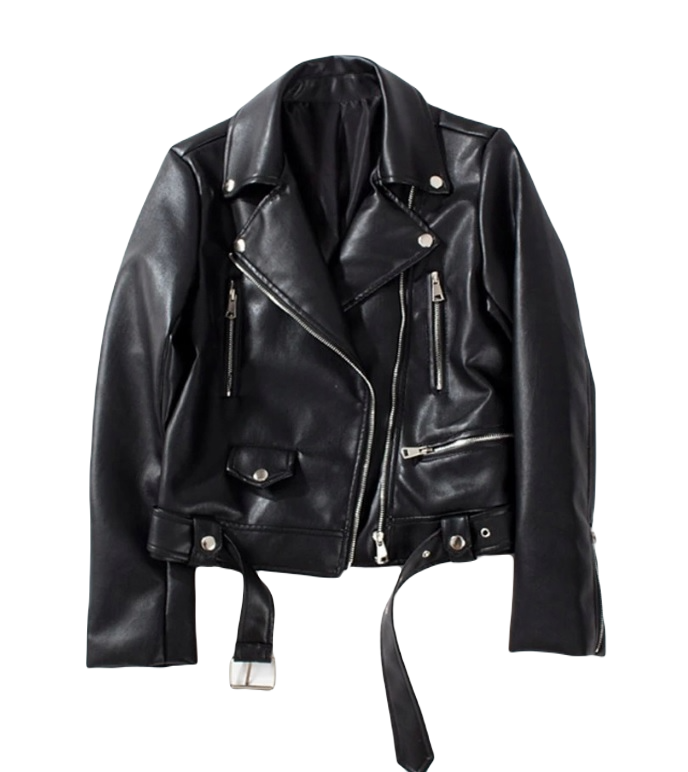 MILUOSIYU Skórzana ramoneska damska czarna