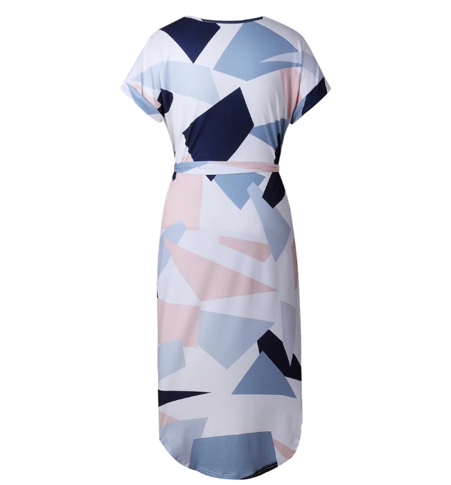 Asymetryczna damska sukienka z paskiem - obrazek 2