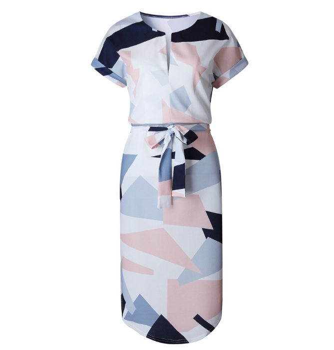 Asymetryczna damska sukienka z paskiem - obrazek 3