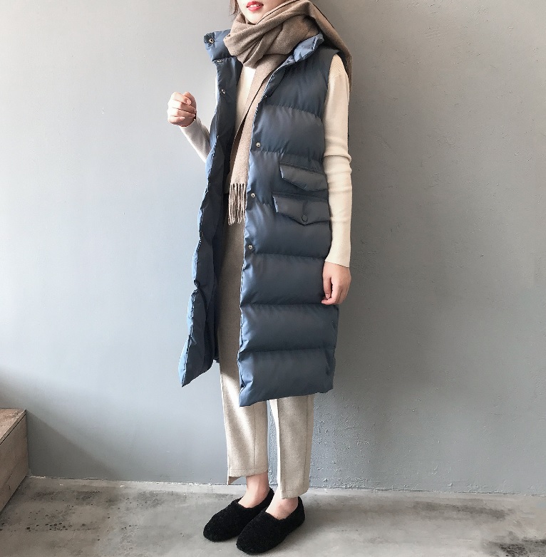 YANSOO STUDIO Damski puchowy bezrękawnik ze stójką - obrazek 2