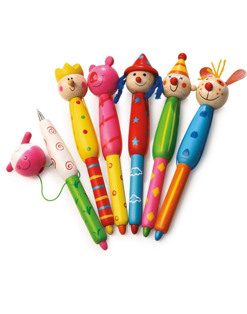 Drewniane długopisy – Wesoła Paczka 6 szt