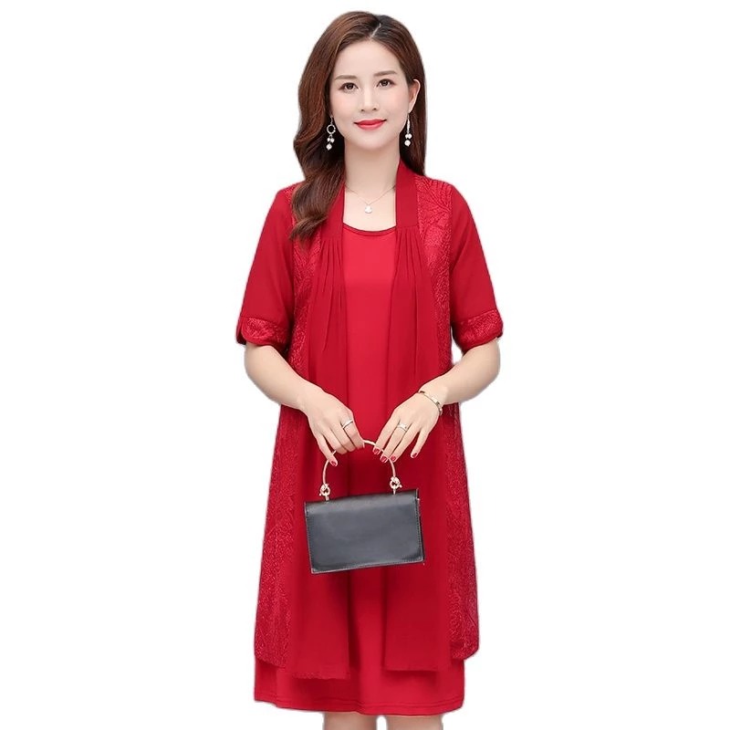 Szyfonowy elegancki komplet Narzutka + Sukienka