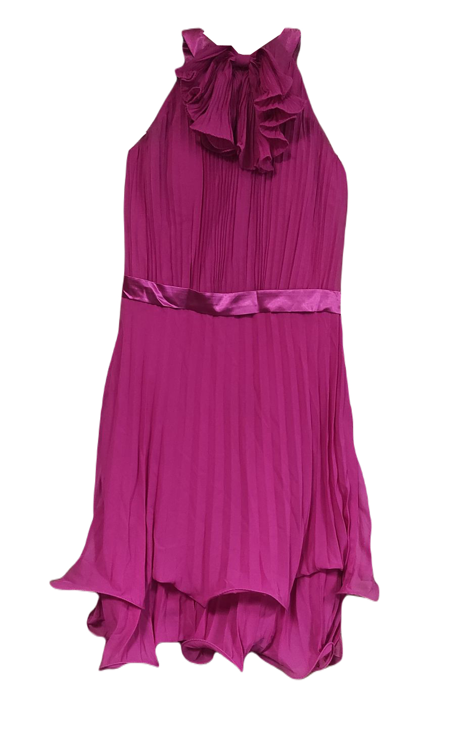 Plisowana sukienka z falbankami w kolorze Fuksji