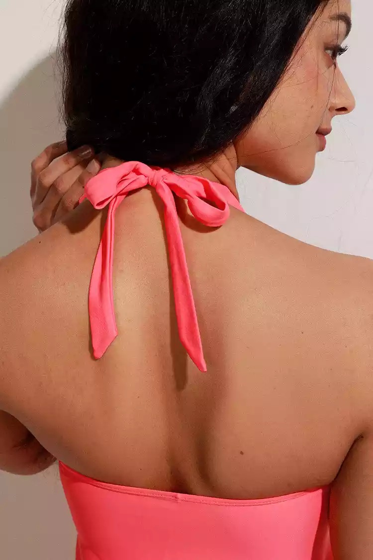 CUPSHE Dwuczęściowe bikini Summer Of Love Halte Tankini z dekoltem w szpic - obrazek 4