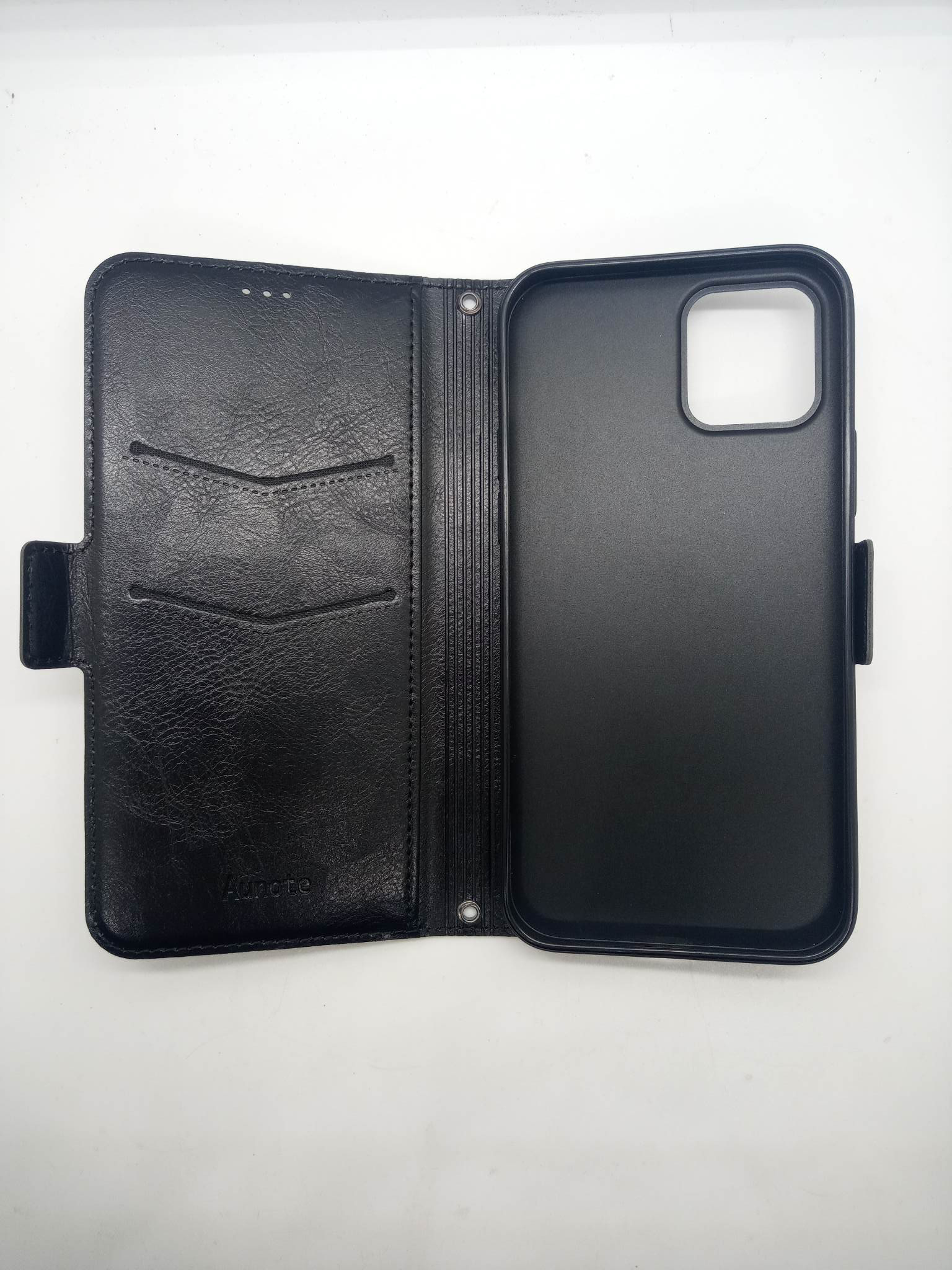 AUNOTE Etui z klapką iPhone 12 (6.1) Czarne - obrazek 2