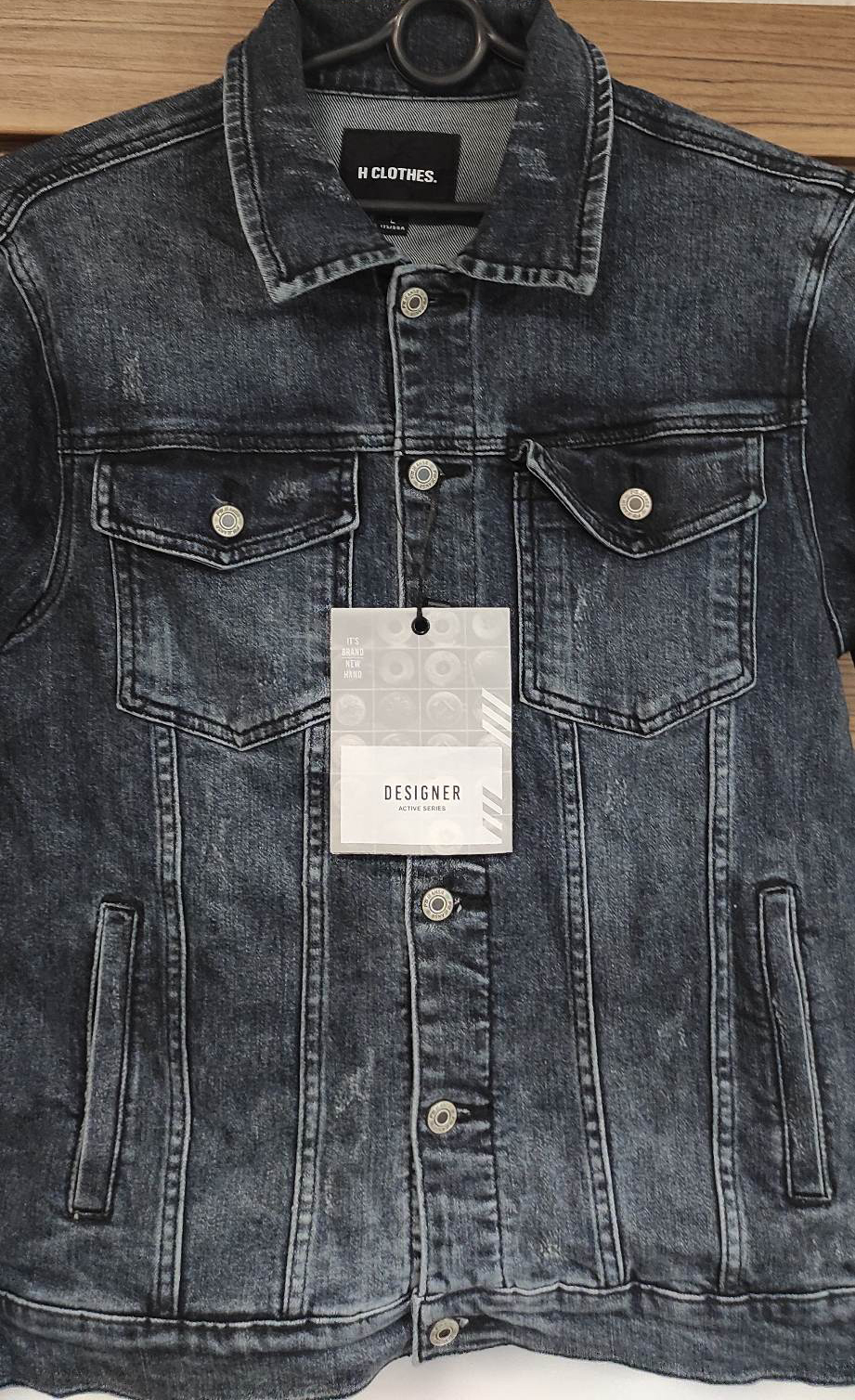 H CLOTHES Męska jeasnowa kurtka z przetarciami - obrazek 3