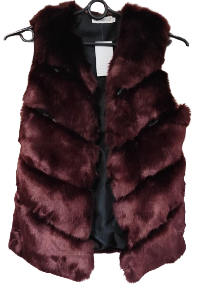 LUXUMBRILLIAN Futrzana kamizelka damska bordowa