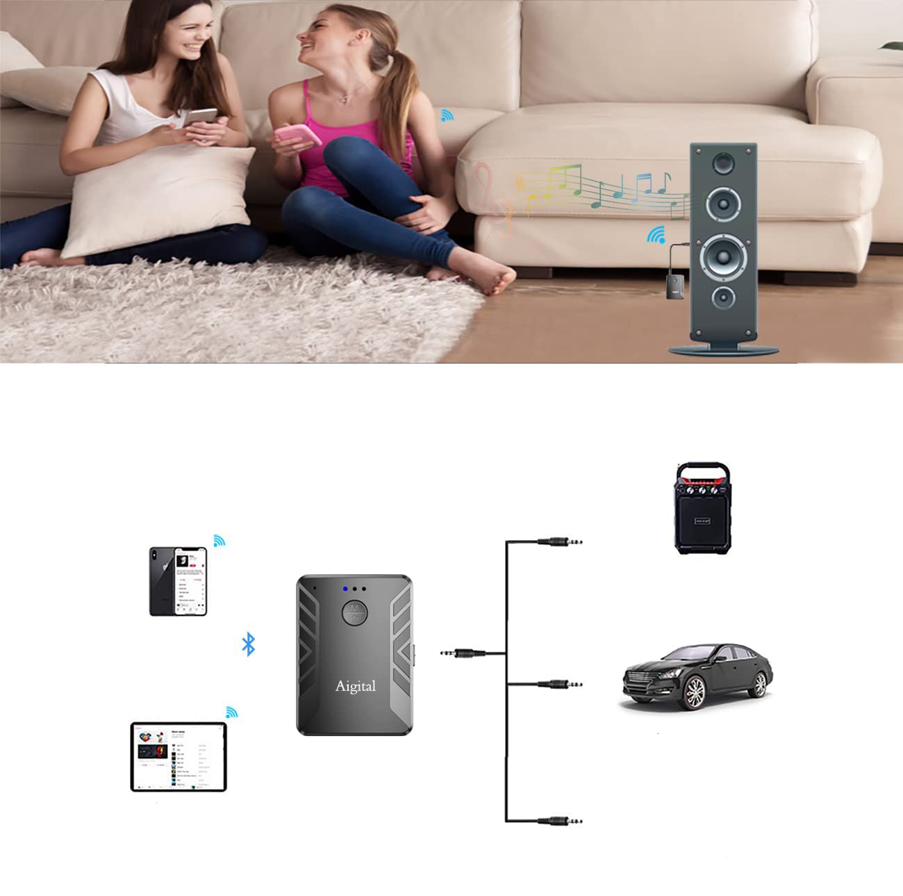 Kompaktowy nadajnik i odbiornik bluetooth 5.0 - obrazek 2