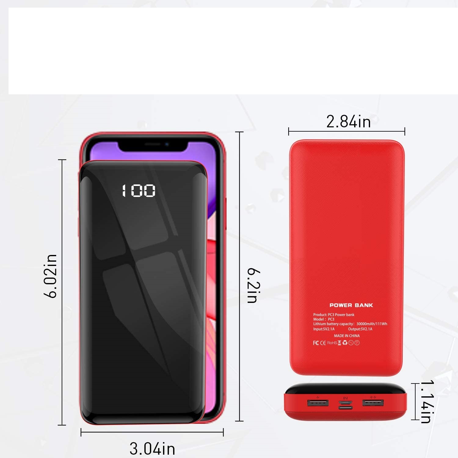 POWERBANK 30000mAh PRZENOŚNA ŁADOWARKA USB - obrazek 4