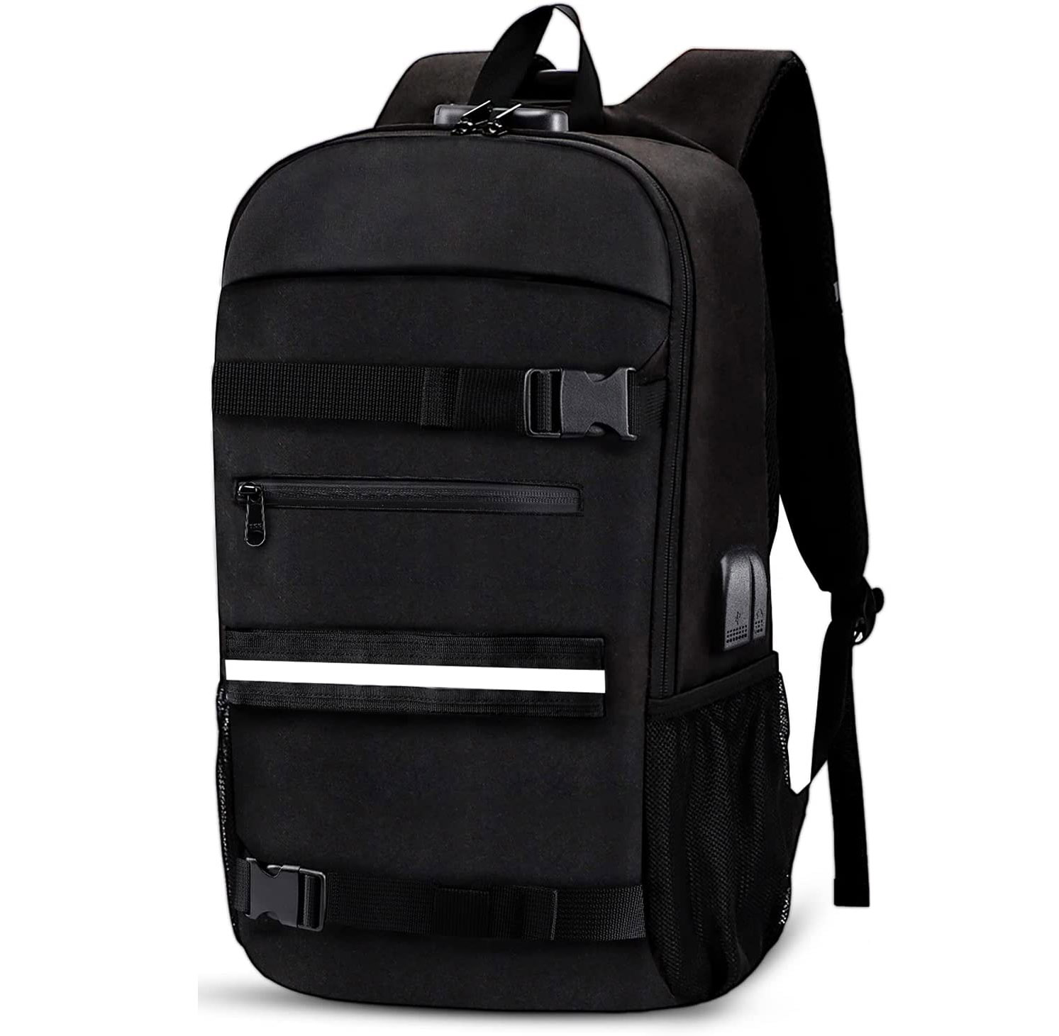 Antykradzieżowy czarny plecak z portem USB