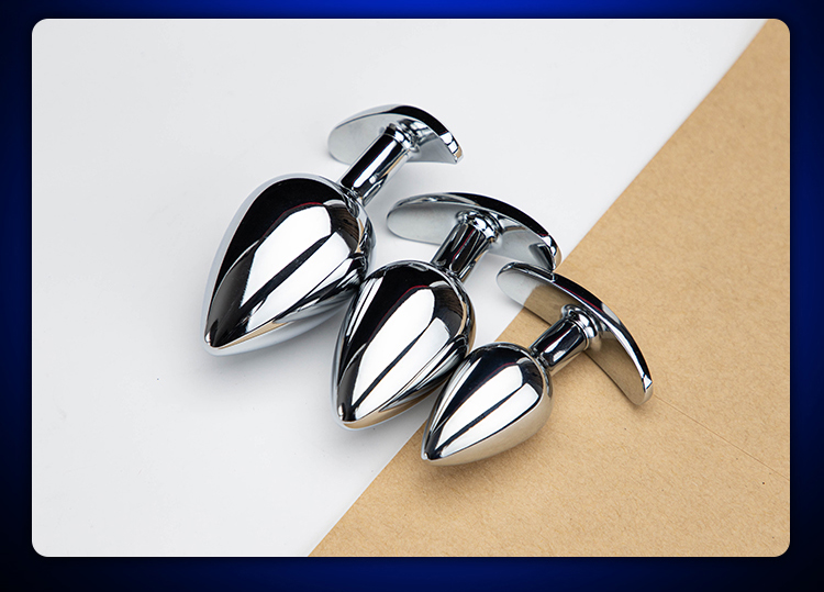 Metalowy korek analny z małym kryształkiem 3 sztuki - obrazek 3