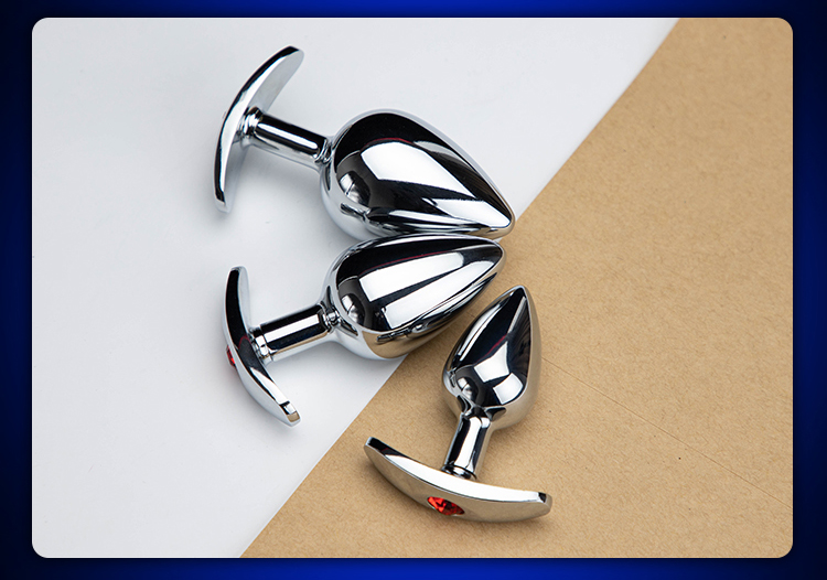 Metalowy korek analny z małym kryształkiem 3 sztuki - obrazek 2