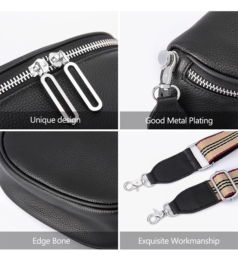 Skórzana saszetka listonoszka kremowa - obrazek 3