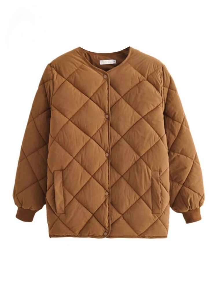 Damska Puchowa Kurtka Bomber z Prążkowanymi Mankietami