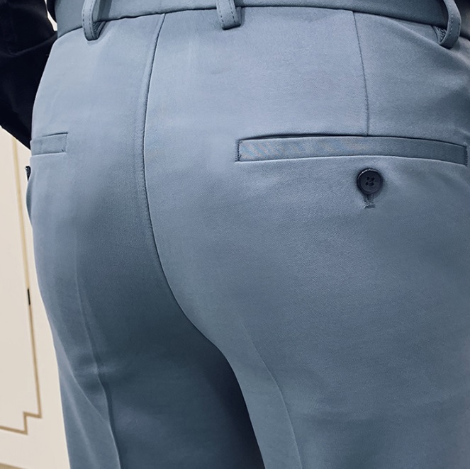 Męskie eleganckie spodnie slim szare - obrazek 4