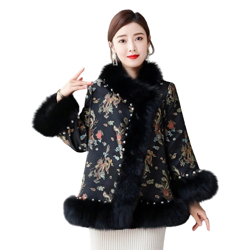 FASHION Wzorzysta damska kurtka w stylu Azjatyckim