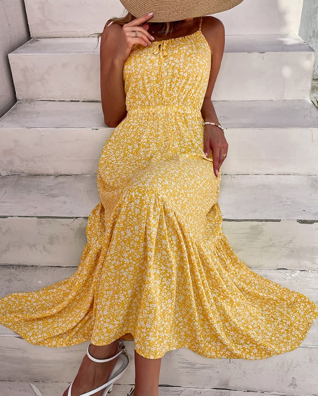 Damska midl sukienka w stylu Boho - obrazek 4