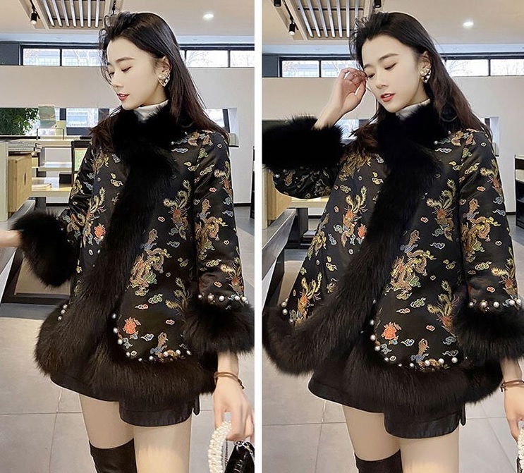 FASHION Wzorzysta damska kurtka w stylu Azjatyckim - obrazek 3