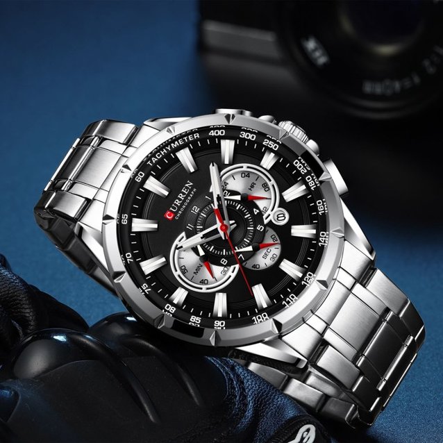 CURREN Męski zegarek srebrny 8363 - obrazek 3