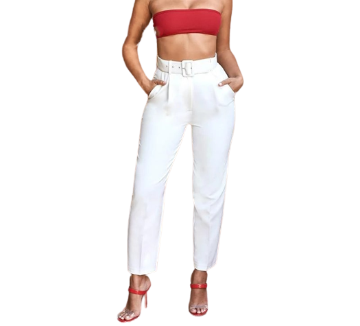 Damskie spodnie na co dzień z paskiem