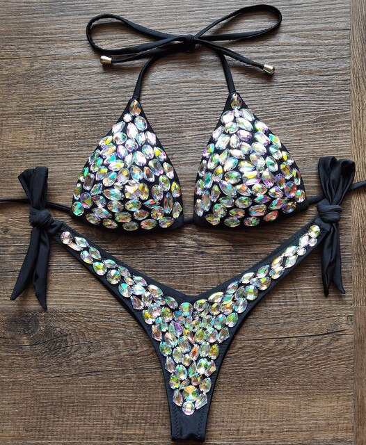 Kryształowe dwuczęściowe bikini z push-up - obrazek 5