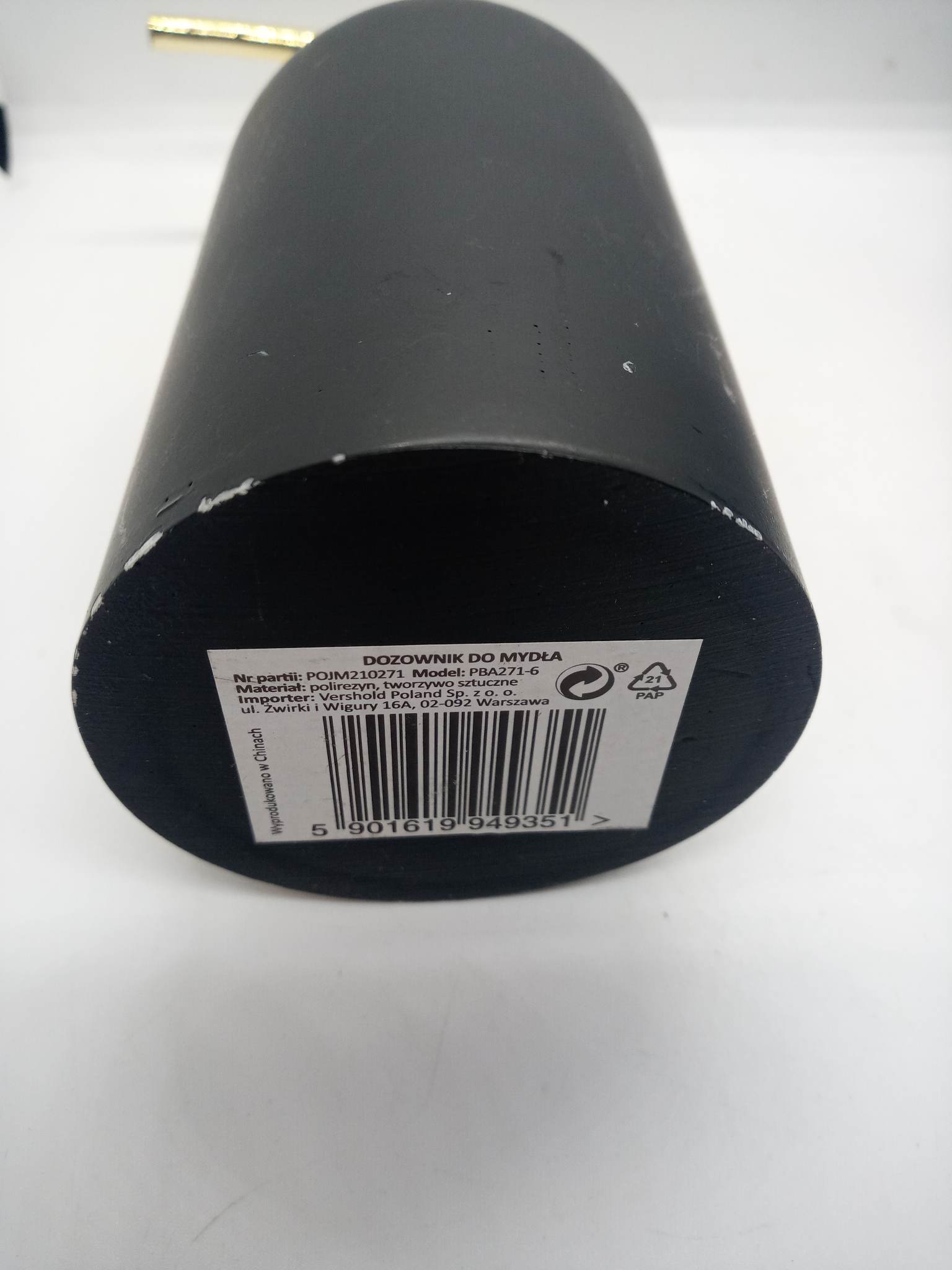 Dozownik do mydła z kubkiem CZARNY MAT - obrazek 3