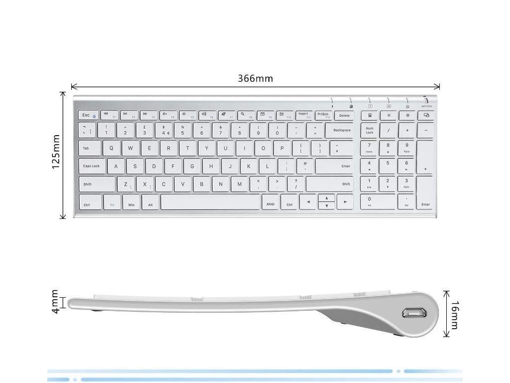 Jelly Comb KS15-2 Bezprzewodowa mysz z klawiaturą Srebrno-Biała - obrazek 4