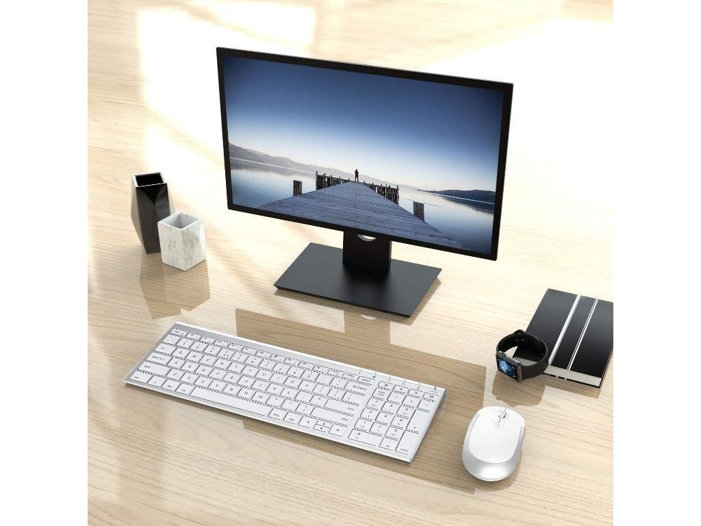 Jelly Comb KS15-2 Bezprzewodowa mysz z klawiaturą Srebrno-Biała - obrazek 2