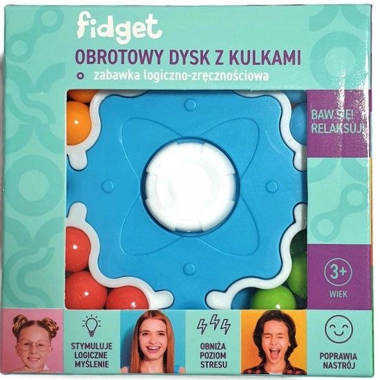 FIDGET OBROTOWY DYSK Z KULKAMI NIEBIESKI antystres