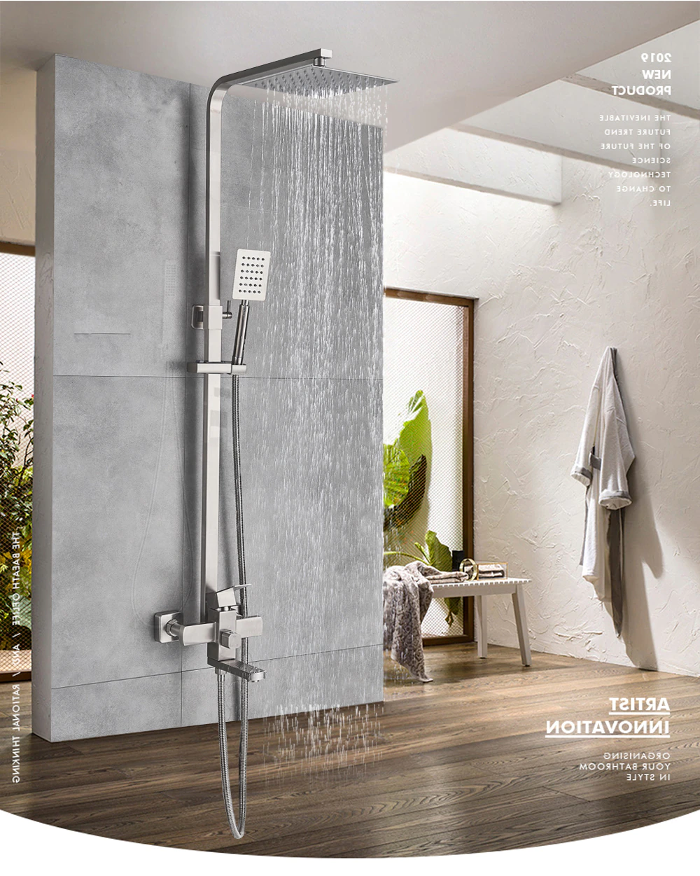 Zestaw prysznicowy z deszczownicą mat chrom