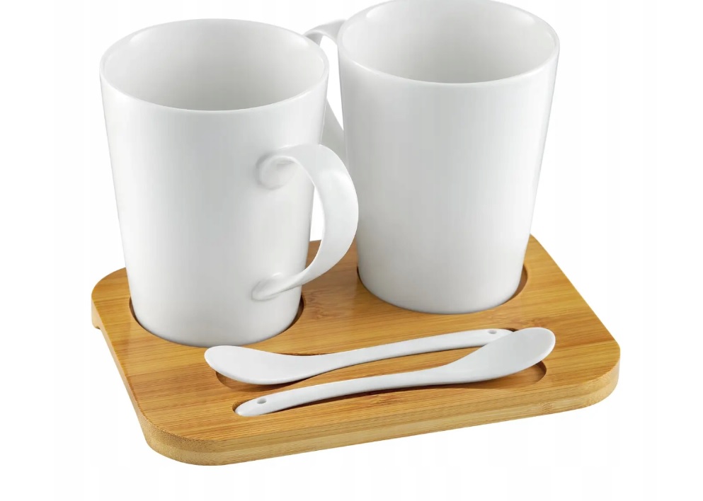 AMBITION Kubek z łyżeczką PORCELANA BAMBUS
