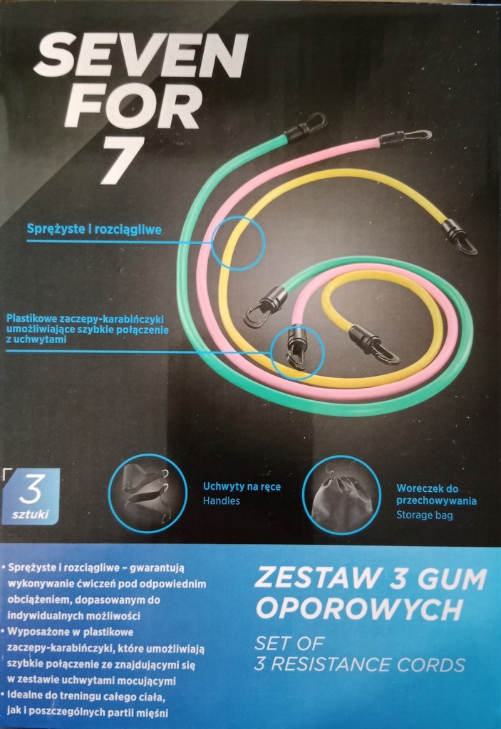 Seven or 7 zestaw trzech gum oporowych + uchwyty - obrazek 3