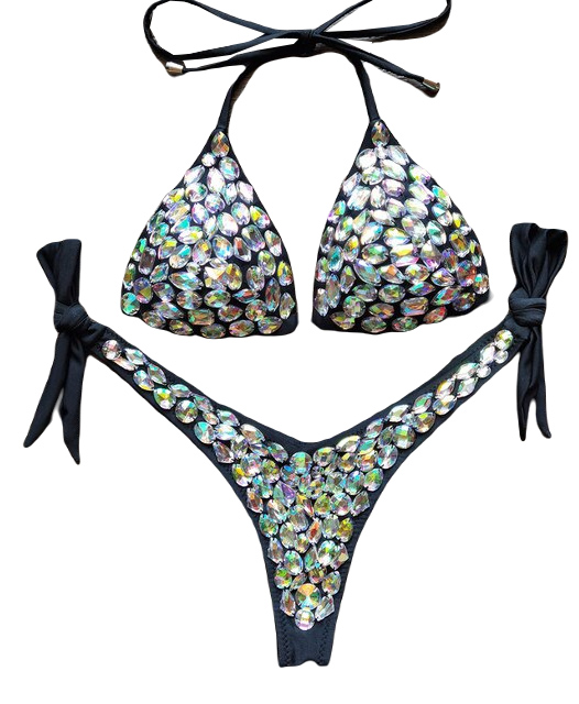 Kryształowe dwuczęściowe bikini z push-up