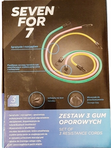 Seven or 7 zestaw trzech gum oporowych + uchwyty - obrazek 2